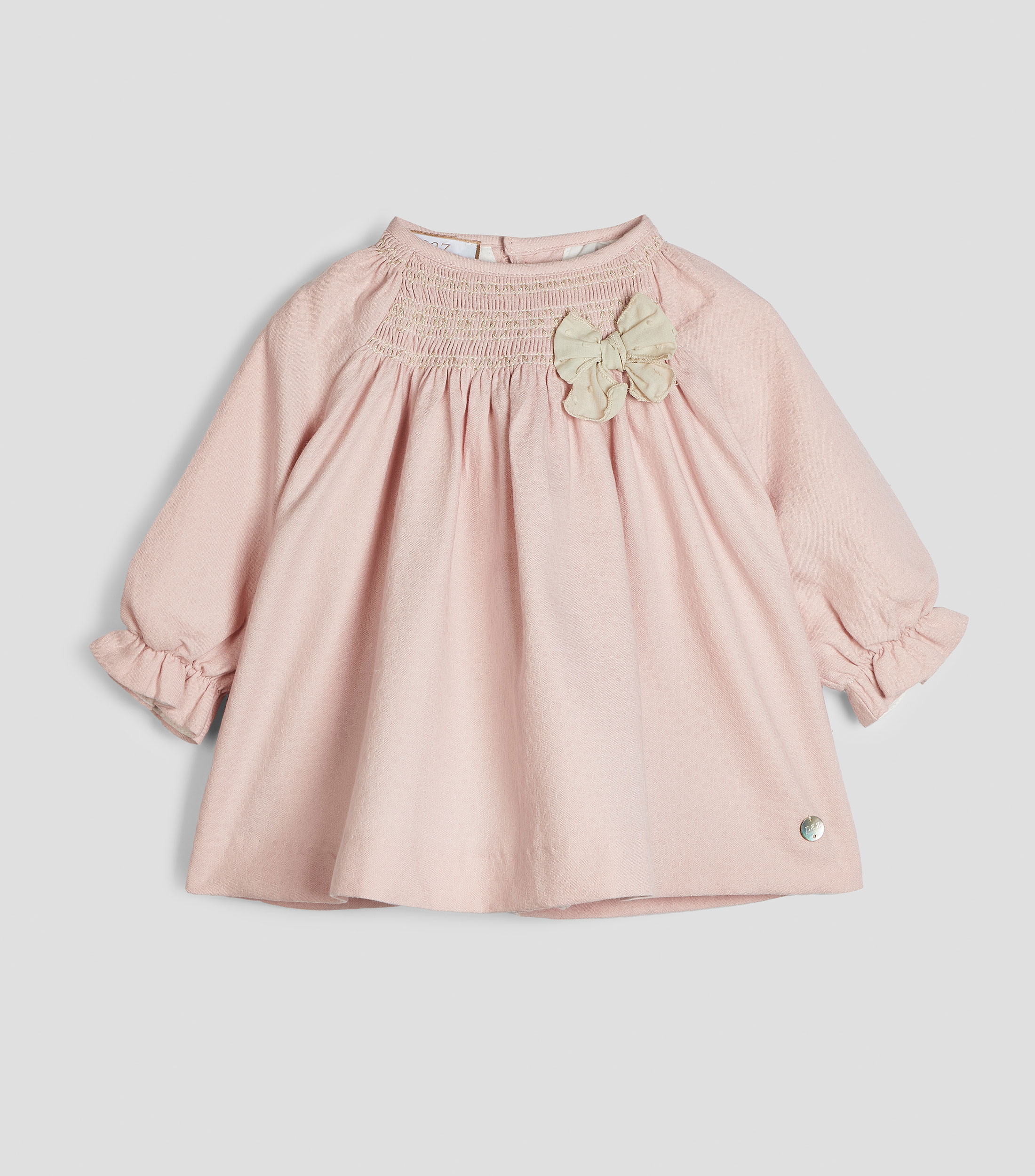 Vestido liso manga larga Bebé